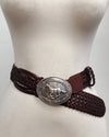 Braided Leather Western Belt With Silver Horse Buckle