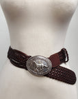 Braided leather horse buckle belt