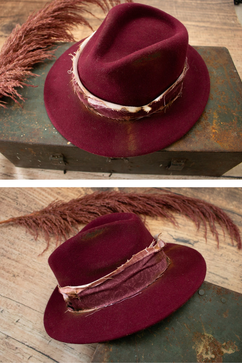 Burgundy Styled Fedora Hat by Nevada Hats