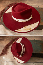 Burgundy Styled Wide Brim Hat by Nevada Hats