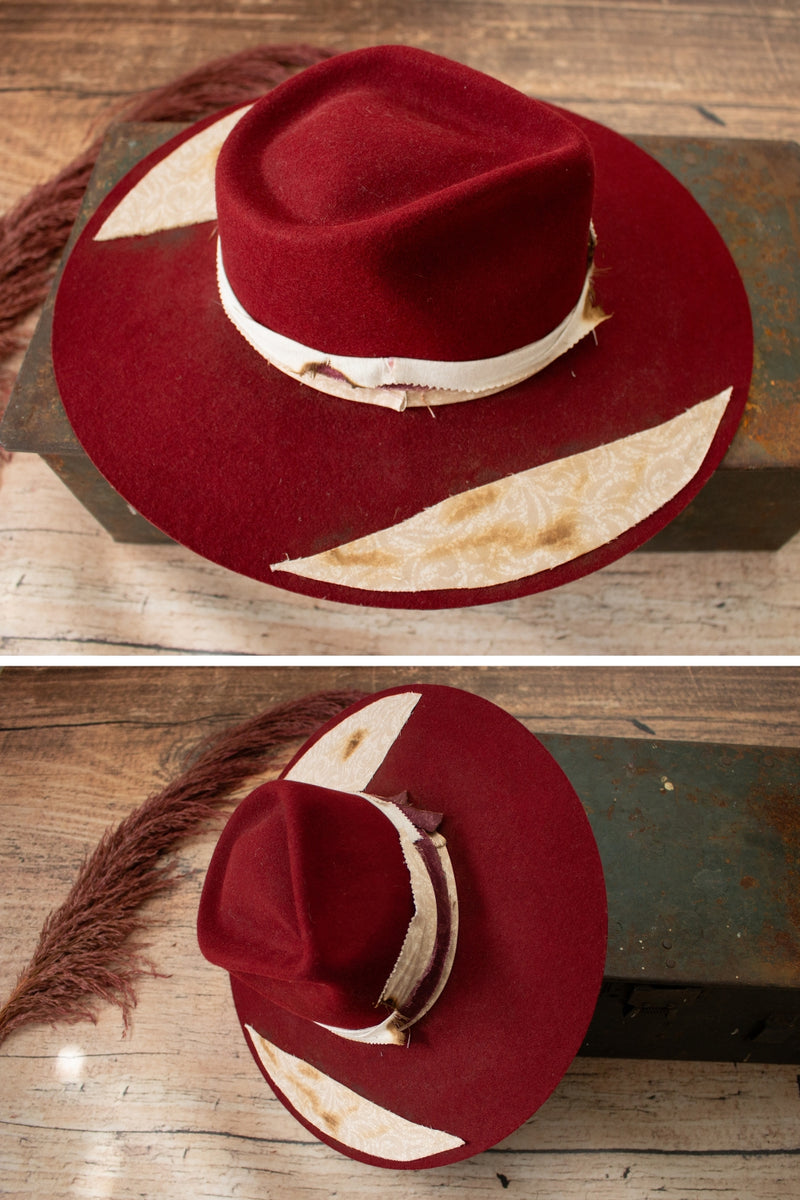 Burgundy Styled Wide Brim Hat by Nevada Hats