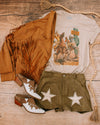 Olive Faux Suede Star Shorts