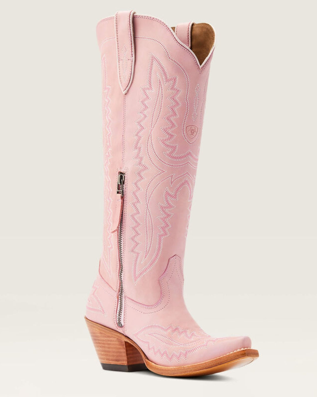 Ariat Casanova pink cowboy boots, close-up detail