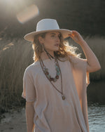 Genuine Citrine and Copper Pendant Long Necklace
