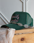 Silver concho western hat chain accessory for trucker caps