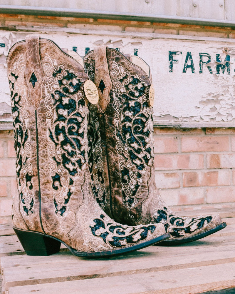 Black sequin corral boots best sale