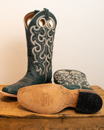 Corral Boots - L6095 Blue Embroidered Square Toe Cowboy Boots