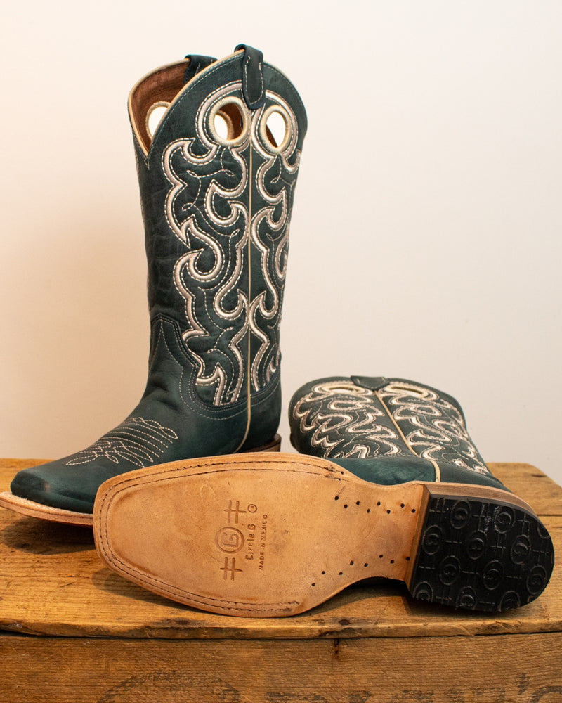 Corral Boots - L6095 Blue Embroidered Square Toe Cowboy Boots