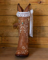 Cowboy Boot Accessories Kit – White Lace Trims & Gold Western Bull Charm Chain