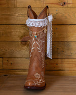 Cowboy Boot Accessories Kit – White Lace Trims & Gold Western Bull Charm Chain