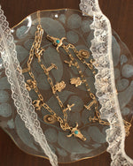 Cowboy Boot Accessories Kit – White Lace Trims & Gold Western Bull Charm Chain