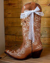 Cowboy Boot Accessories Kit – White Lace Trims & Gold Western Charms Chain