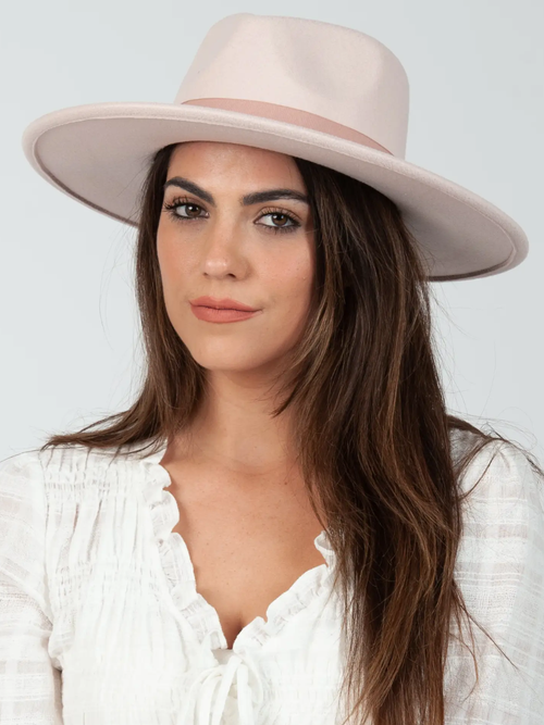 Pink Vegan Felt Rancher Hat With Band