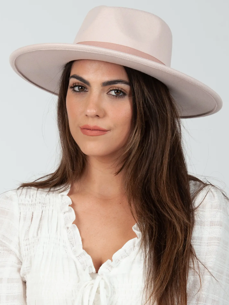 Pink Vegan Felt Rancher Hat With Band
