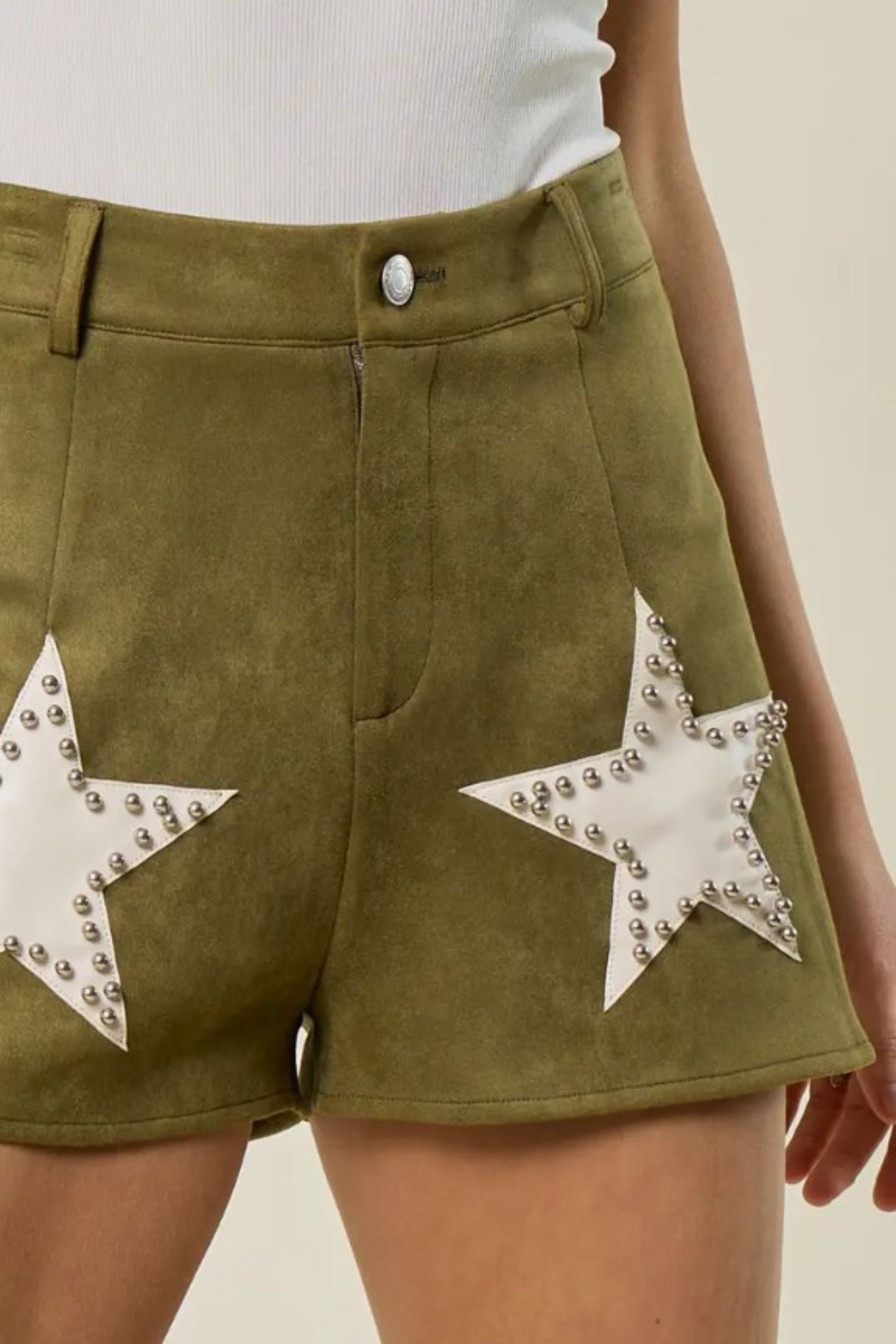 Olive Faux Suede Star Shorts – Melbelle - Western x Boho