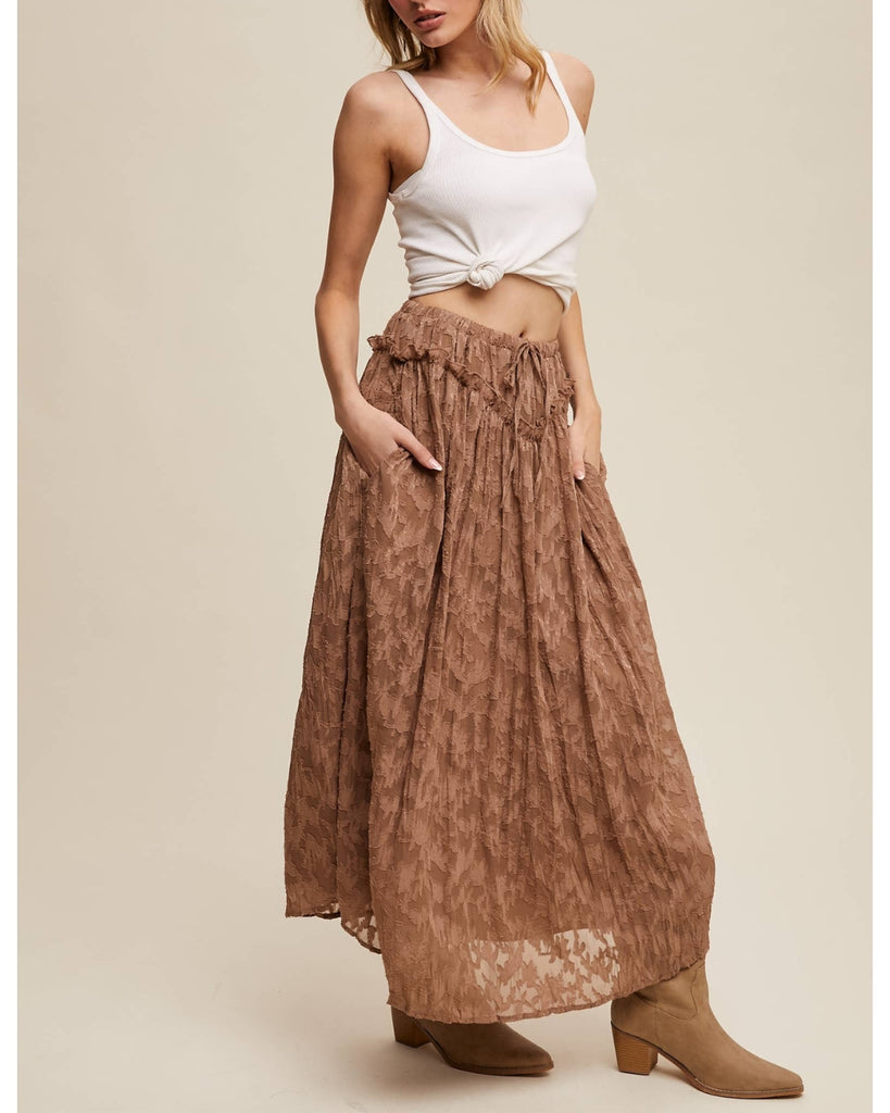 Floral Textured Maxi Skirt