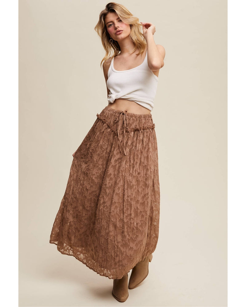 Floral Textured Maxi Skirt