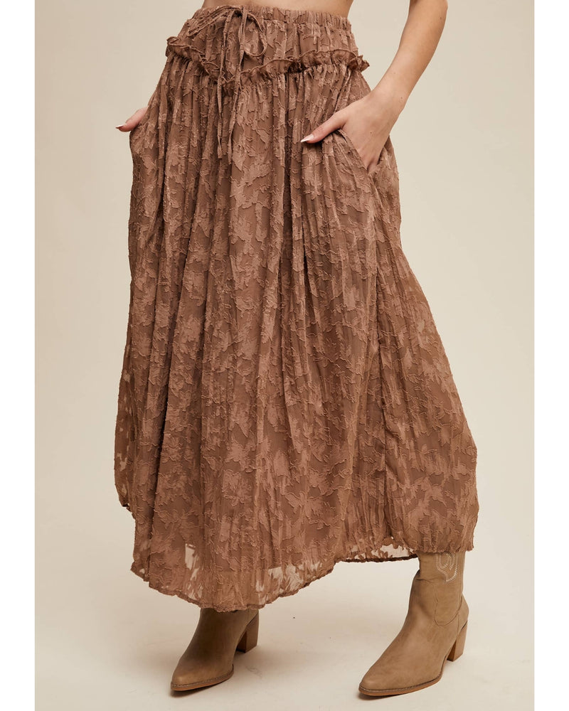 Floral Textured Maxi Skirt