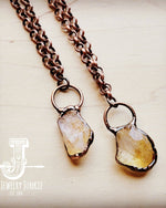 Genuine Citrine and Copper Pendant Long Necklace
