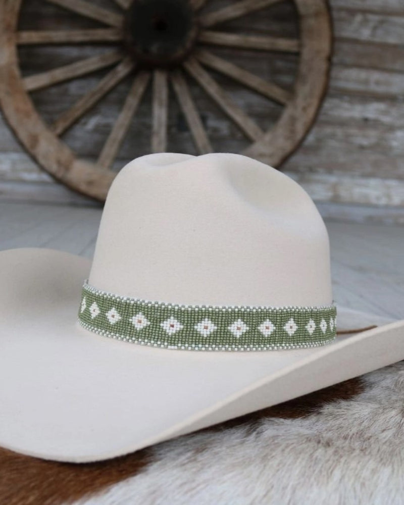 Green Beaded Hat Concho