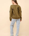 Olive Western Textured Patch Sweatshirt