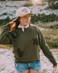 Olive Western Textured Patch Sweatshirt