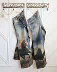 Wild Spirit Horse Print High-Waisted Wide Leg Jeans