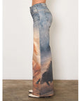 Wild Spirit Horse Print High-Waisted Wide Leg Jeans