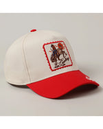 Side angle of Howdy Cowboy Two-Toned Cap highlighting adjustable snapback closure