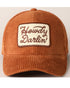 Brown corduroy baseball cap with 'Howdy Darlin'' embroidered patch – front view