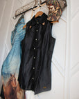 Lainey Wilson x Wrangler black sleeveless western shirt with copper collar tips