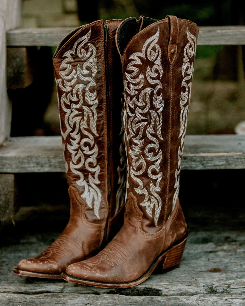 Liberty Black Aretha Tan Wide Calf Cowboy Boots