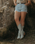 Liberty Black Nubuck Grey Cowboy Boots