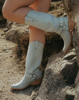 Liberty Black Nubuck Grey Cowboy Boots