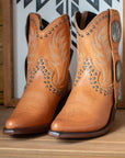 Liberty Black Shirley amber leather cowboy ankle boots, front view
