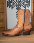 Liberty Black Shirley ankle boots showing side zip detail in amber leather
