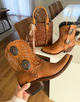 Liberty Black Shirley Amber Leather Ankle Cowboy Boots
