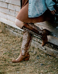 Liberty Black Aretha Tan Wide Calf Cowboy Boots