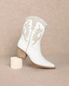 Meghan Low Calf White Cowboy Boots