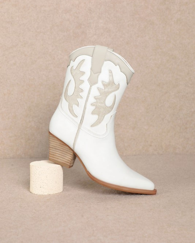 Meghan Low Calf White Cowboy Boots