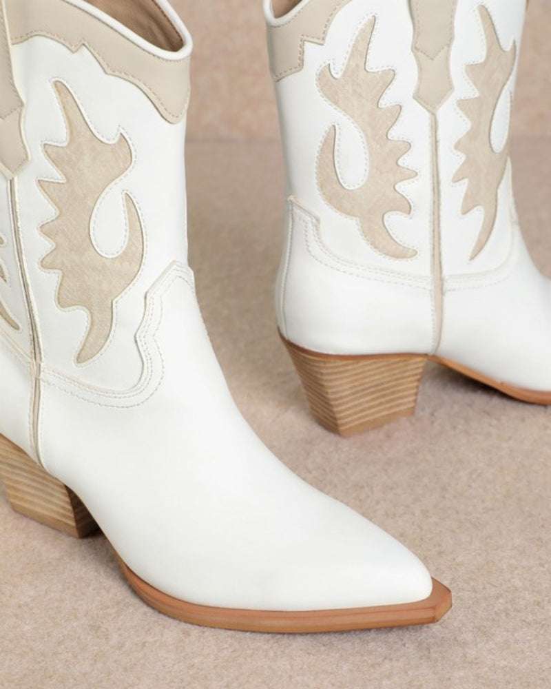 Meghan Low Calf White Cowboy Boots