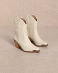 Carrie Ivory Ankle Cowboy Boots