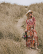 Sunset Patchwork Boho Maxi Skirt
