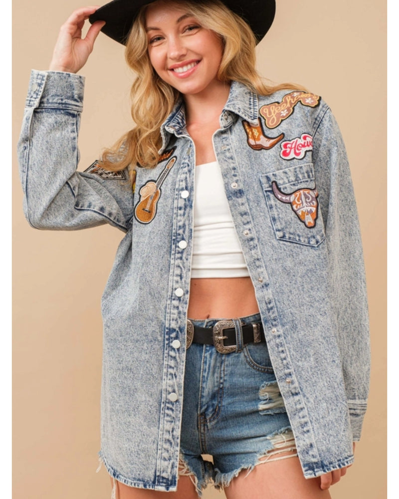 Rodeo Denim Shacket with Patches