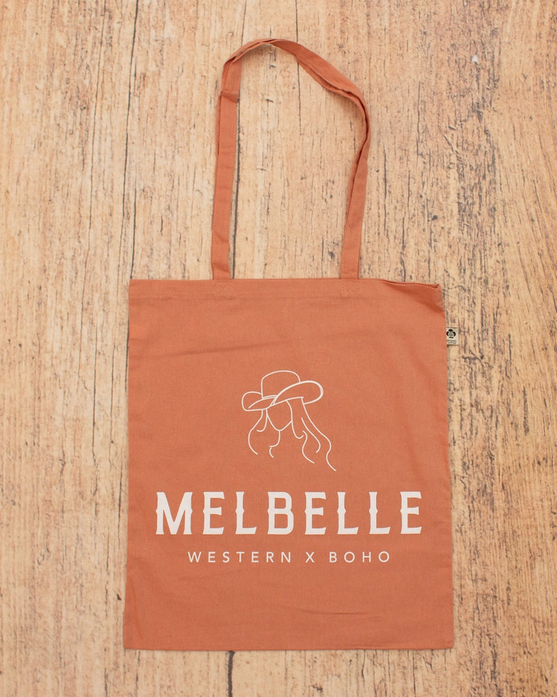 Melbelle Cowgirl Cotton Tote Bag - Orange Pink