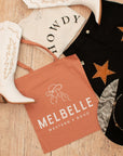 Melbelle Cowgirl Cotton Tote Bag - Orange Pink