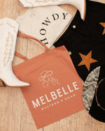 Melbelle Cowgirl Cotton Tote Bag - Orange Pink