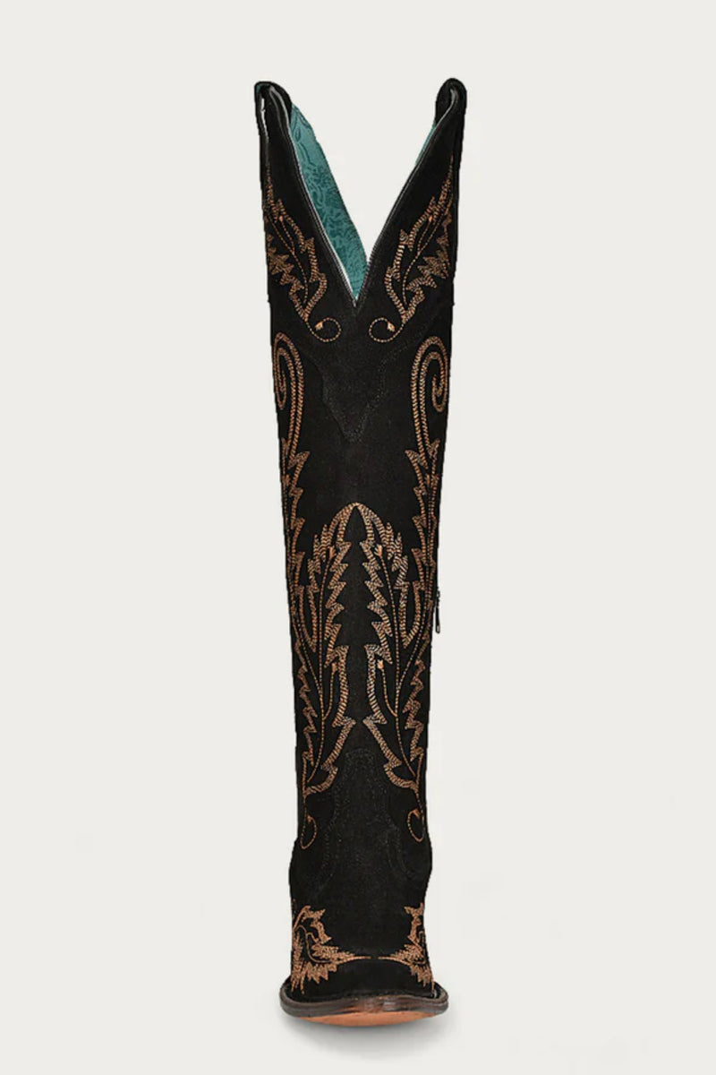 Tall Black Suede Knee High Cowboy Boots A4404 By Corral Boots