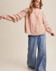 Prairie Dreamer Lace Ruffle Pintuck Blouse