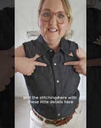 Wrangler x Lainey Wilson Black Denim Sleeveless Western Snap Shirt